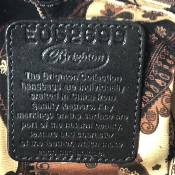 Vintage Brighton Carolyn Black Brown Leather Shoulder Bag Purse Pleated Design - Picture 3 of 16